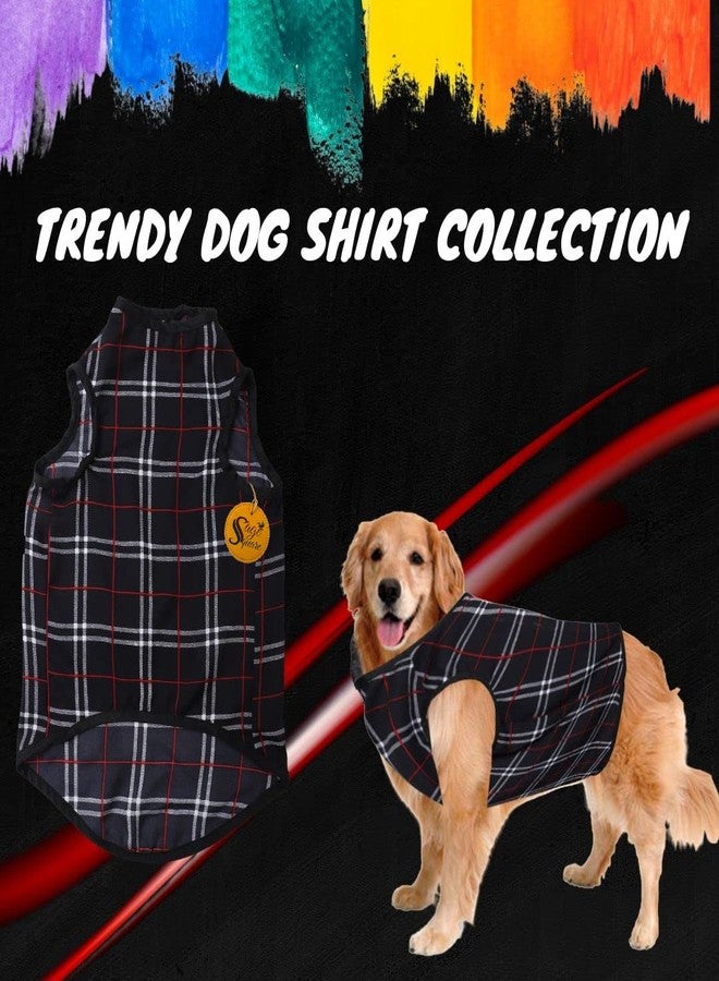Sage Square Funky Soft Material Dog T-Shirt | Cool/Funky Print Pet | Soft Light Weight | Comfortable & Breathable Dog Clothing | Trendy Vest Outfit (XLarge - 24 inch) (Black Check Print) - Image 2